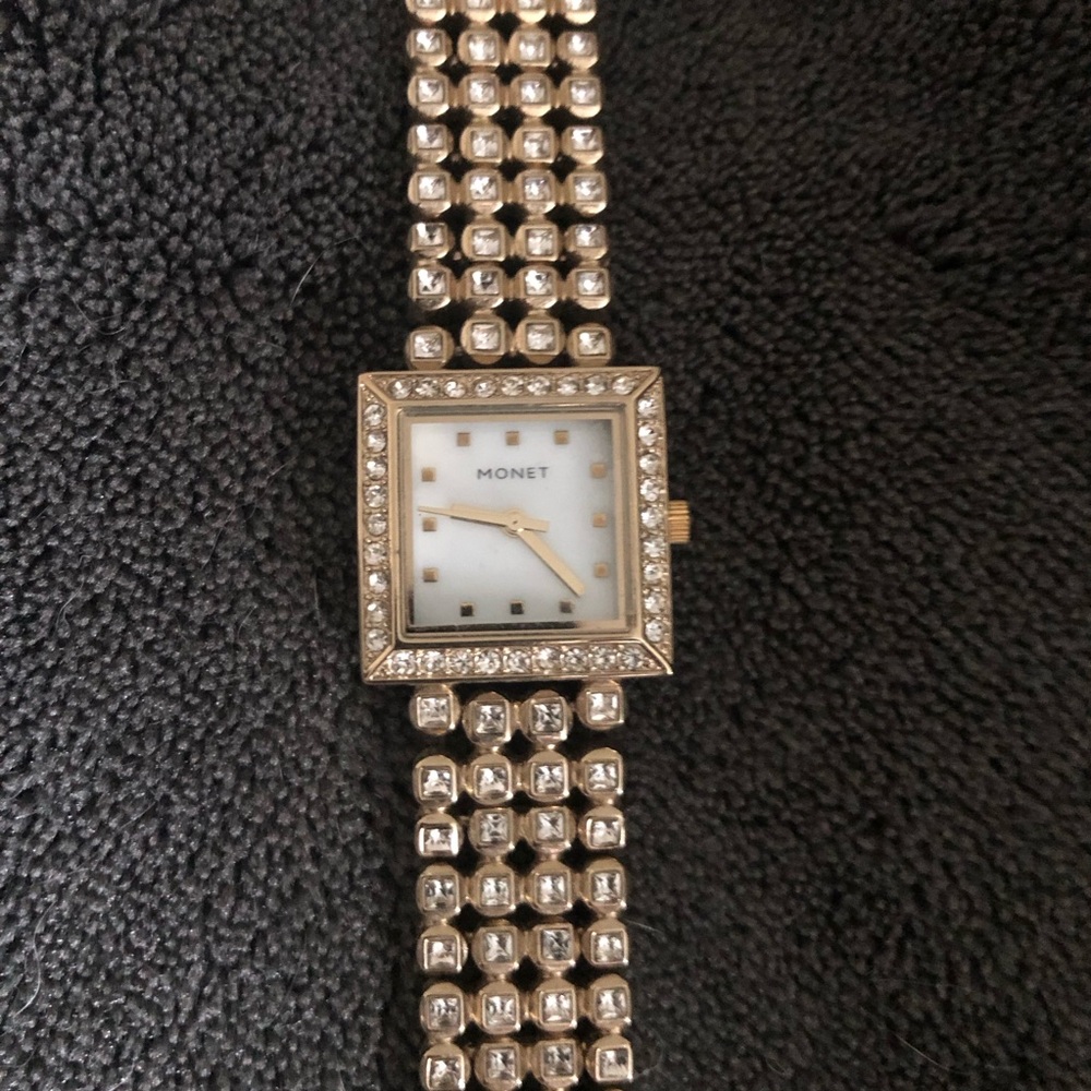 Vintage Monet Watch Mother Of Pearl Face - Picture 2 of 8